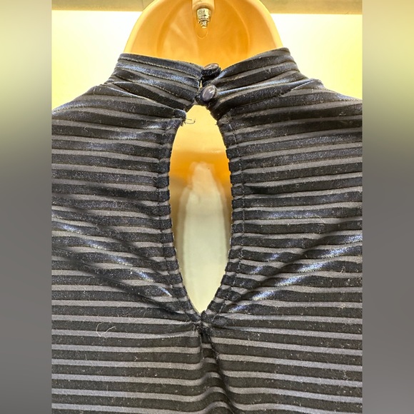 Lulus Ticket to Chic Navy Blue Striped Velvet Balloon Sleeve Dress - Picture 12 of 13